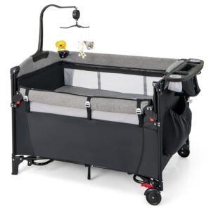 GYMAX 5 in 1 Folding Travel Cot