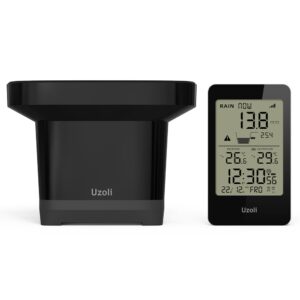 uzoli EM3356E Rain Gauge Outdoor Wireless Rain Gauge with Self-Emptying Collector