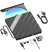 SUIDEK External CD DVD Drive for Laptop, USB C Portable CD/DVD +/-RW Burner DVD Player for Laptop...