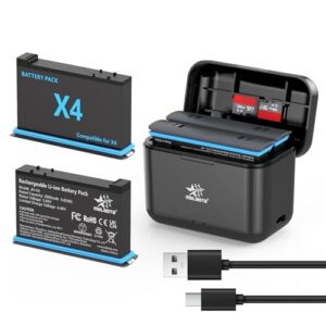 melasta Replacement Li-ion Battery and Charger for Insta360 X4 Camera