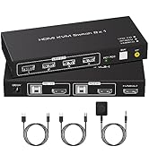 VPFET 8K60Hz Displayport KVM Switch 3 Monitors 2 Computers 4K144Hz Triple Monitor KVM Switches DP...