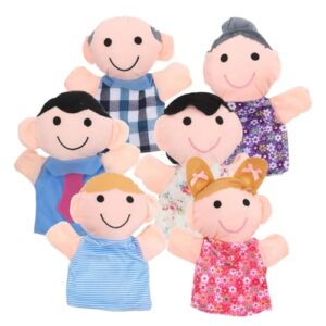 6 Pieces Family Hand Puppets Hand And Finger Puppet Set Cartoon Family Members Puppets Plush People Puppets For Kids Imaginative Pretend Play Teaching Preschool