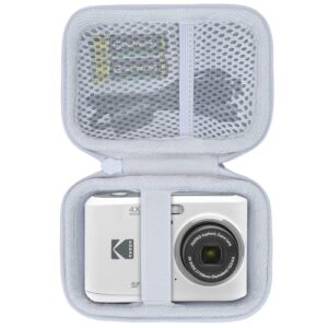 Lebakort Storage Case Compatible with Kodak PIXPRO Friendly Zoom FZ45 FZ55 16MP Digital Camera (White Case)