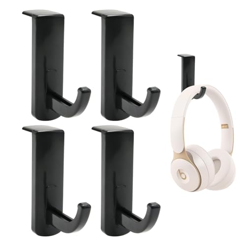 4 Pack Headphone Headset Hanger Stick-on Hook Headphone Monitor Hook Strong Self-Adhesive Headphones Hook Stand Universal Headphone Holder for Home Office Desk Wall