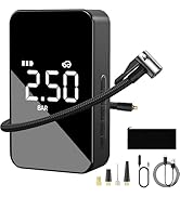 Lizbn Mini Portable Tyre Inflator, 12V 6000mAh Car Tyre Inflator, 150 PSI Wireless Tyre Inflator ...
