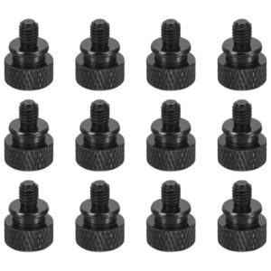 sourcing map 12pcs M5x6mm Knurled Thumb Screw Computer Case Threaded Hand Tighten Screws Aluminum Alloy for PC Case