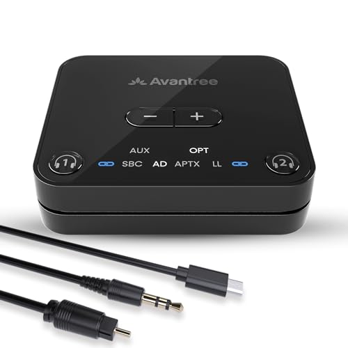 Avantree Audikast 3 [2024 Version] - Bluetooth 5.3 Transmitter for TV with aptX-Adaptive & Low Latency