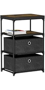 Mutool 4 Tier Side Table, End Table Sofa Side Table with Fabric Drawers for Small Spaces, Nightst...