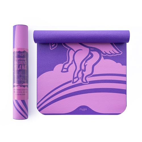 Myga Silk Print Kids Yoga Mat - Non-Slip Yoga Mat for Childrens Exercise