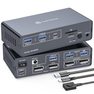 CMSTEDCD KVM Docking Station 4K120Hz USB C KVM Switch 2 Monitors 2 Computers Displayport Dual Monitor KVM-Switches for Laptop and Desktop Share 13-in-1 Dock