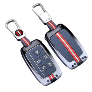 Happyit Zinc Alloy Car Key Cover Cases for Land Rover A9 Range Rover Sport Evoque Freelander Discovery 4 Jaguar XE XJ XJL XF Key Fob Case (Gray)