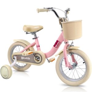 SIMEIQI Kids Bike 14/16/18 Inch for Girls Children's Bike for Ages 3-12 Years with Stabilisers & Kickstand