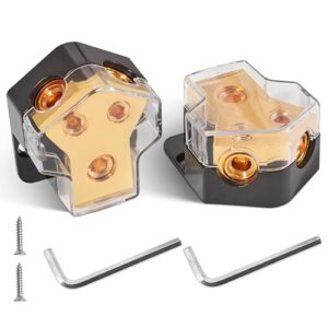 RED WOLF 2 Way Power Distribution Block Distribution Block for Car Boat Audio Stereo Amplifier Power Distribution Block 1 In 2 Out Block Splitte