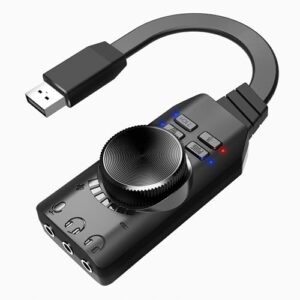 MEIRIYFA USB Sound Card Virtual 7.1 Surround Sound USB 2.0 External Sound Card Adapter with Volume Control