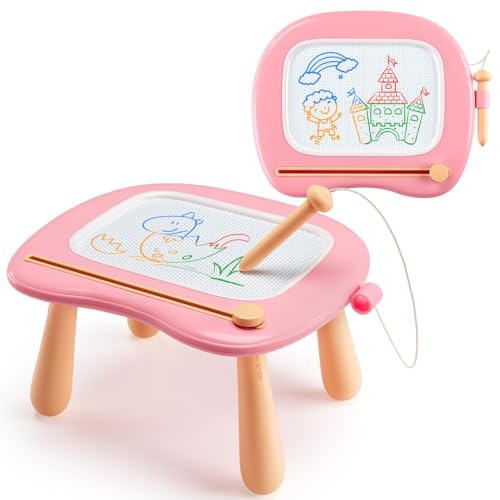 SYHLN Magnetic Drawing Board: Educational Toys for 1 2 Year Old Girls 1st Birthday Gifts Presents - Preschool Learning Pink Doodle Pad Travel Toys for Kids Baby Toddlers Age 1-3