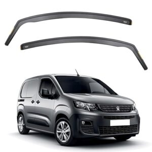 ISPEED Wind Deflectors For Peugeot Partner MK3 / Peugeot Rifter 2019-onwards 2pc - Keep Your Car Ventilated In Rain - Reduce Wind Turbulence - Tinted In-Channel Type