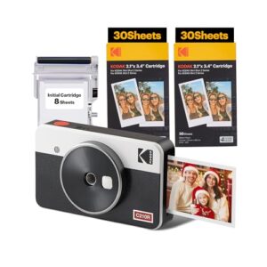 KODAK Mini Shot 2 Retro Christmas Gifts 4Pass 2-in-1 Instant Camera and Photo Printer (5.3 x 8.6 cm) + Initial 8 Sheets + 60 Sheets Bundle