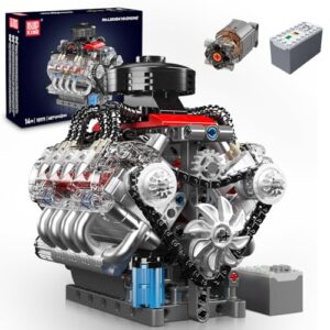 Mould King 10171 Technik V8 Engine Model Kit - 487 PCS to Build Your Own Mini Engine That Works - DIY STEM Project for Kids/Teens
