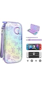 JYPS Carrying Case for Nintendo Switch OLED, 10 in1 New Hard Shell Pouch Protective Switch Cover,...