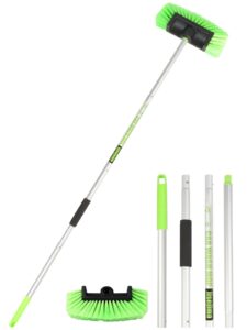 Five-Sided PBT Car Wash Brush 60” 151cm with Extendable Long Handle Soft Bristle Scrub Detail Brush for Exterior Interior Car SUV Truck Caravan Boat Tyres Solar Panel House Siding Cleaning Sweep Snow