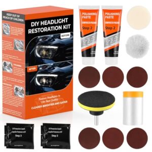GEARLEADER Car Headlight Restoration Kit DIY Restore & Repair kit Car Headlight Scratch Repair Tool Sanding Discs For Cars Bikes Motorcycles Cleaning and Sanding