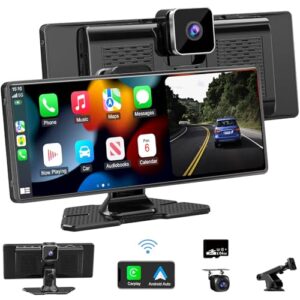 Wireless Car Stereo for Apple Carplay Android Auto with 4K Dash Cam Front