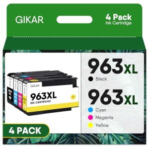 963XL Pack of 4 Ink Cartridges Replacement for HP 963 XL Ink Cartridges Multipack for HP OfficeJet Pro 9010 9012 9014 9015 9016 9018 9019 9020 9022 9025 Printer (1 Black