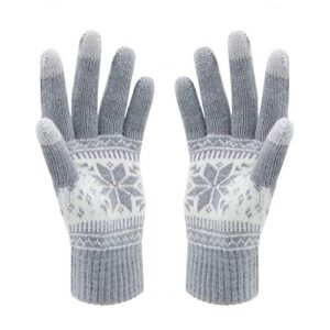 HOTER Christmas Warm Gift! Men Four Snow Flower Print Wool Touch Screen Gloves