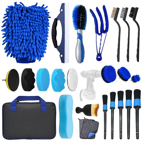 Wetoothi Car Cleaning Kit 24 Piece - Car Washing Kit for Cleaning Wheels