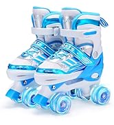 Kids Roller Skates for Girls Boys Adjustable, 8 Light Up Wheels Quad Skates for Girls Boys Toddle...