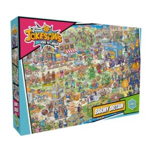 Gibsons Jokesaws: Barmy Britain 1000 Piece Jigsaw Puzzle Fun Comedy Sustainable Jigsaw Puzzle for Adults Premium 100% Recycled Board Great Gift for Adults Gibsons Games B Corp