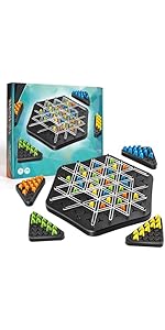 Chain Triangle Chess Game - Triangle Chess Board Game, Interactive Triangle Rubber Band Board Gam...