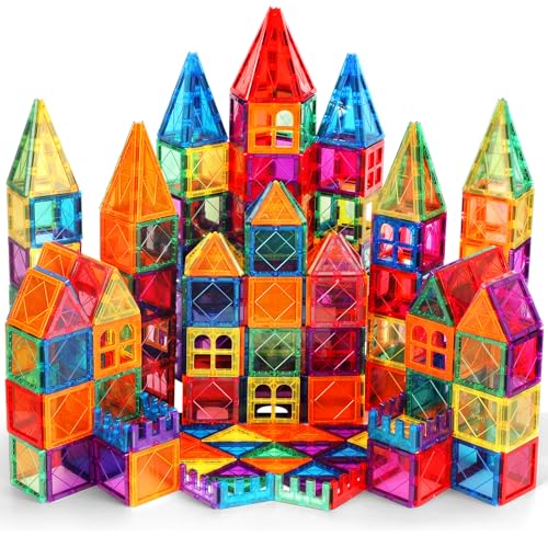 100PCS Magnetic Tiles Kids Toys - Magnetic Building Blocks STEM Magnet Building Set Preschool Learning Magnetic Toys for Kids Ages 3-5 4-8