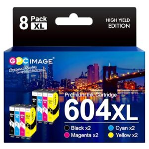 GPC Image 604XL Ink Cartridges Compatible with Epson 604XL 604 XL Multipack for Expression Home XP2200 XP-2200 XP-3200 XP-3205 XP-4200 XP-2205 XP-4205 for Workforce WF-2930 WF-2935 WF-2910 (8 Pack)