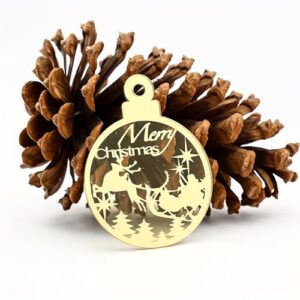 6 Pack Christmas Cupcake Toppers Gift Tags Merry Christmas Tag by 3 LITTLE DESSERTS (Reindeer Mirror Gold)