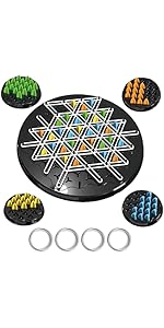 Chain Triangle Chess Game - Triangle Chess Board Game, Interactive Triangle Rubber Band Board Gam...