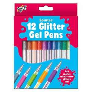 Galt 12 Glitter Gel Pens - Childrens Scented Colourful Metallic Gel Pens Kit