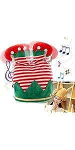 Novelty Christmas Party Hats, Electric Singing Dancing Santa Hat,Funny Musical Interactive Crazy ...