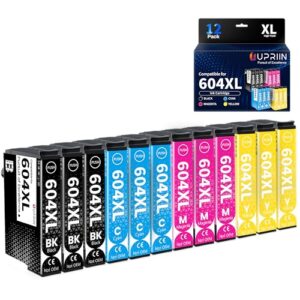 UPRIIN 604XL Ink Cartridges Replacement for Epson 604 XL Ink Cartridges Multipack Compatible with Workforce WF-2910 WF-2930 Expression Home XP-2200 XP-2205 XP-3200 XP-3205 XP-4200 XP-4205 (12 Pack)