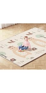Glostravier Baby Play Mat with Hemmed Edges, Foldable Play Mat Waterproof, Thick Padded Foam Play...