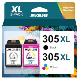 JMLCOLORS 305XL Ink Cartridges Replacement for HP 305 Ink Cartridges Black and Colour for 305 XL for DeskJet 2700 2710 2710e 2720 Plus 4100 4120 4130 Envy 6000 6010 6020 6020e 6032 6032e Pro 6400 643