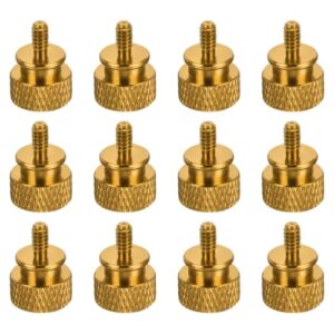 sourcing map 12pcs UNC6-32x6.5mm Knurled Thumb Screw Computer Case Threaded Hand Tighten Screws Aluminum Alloy for PC Case