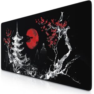 TITANWOLF - XXL Mouse Mat - Mouse Pad 900 x 400 x 3mm –Speed Gaming Mouse Pad - Extra Large - Table Mat Large Size - improved Precision and Speed – Japan Ink Painting Black