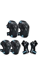 Adjustable Kids Knee Pads Elbow Pads Wrist Guards Set for 3-8 Years Child Protective Gear Set for...
