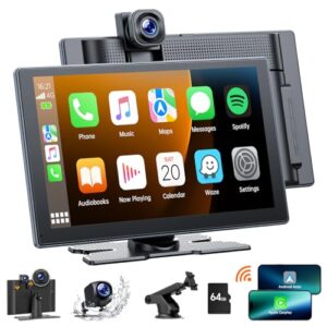HOTPEAK 9 inchs Wireless Carplay Screen for Car with 2.5K Dash Cam