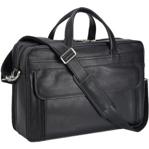 TIDING Mens Leather Briefcase 17 Inch Laptop Bag Large Capacity Vintage Shoulder Bags Full Grain Genuine Leather Handbags for Men Business Travel Work