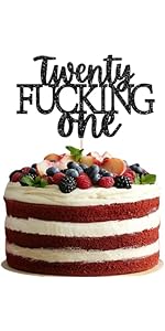 1Pc Glitter Black Twenty One Cake Decoration 21st Birthday Cake Topper for 21 Years Old 21st Birt...