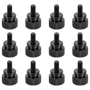 sourcing map 12pcs M4x8mm Knurled Thumb Screw Computer Case Threaded Hand Tighten Screws Aluminum Alloy for PC Case