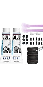 OURJAER Tyre Repair Glue Kit, Includes 2 Tyre Repair Glue, 10 Tire Repair Rubber Nails, Durable V...