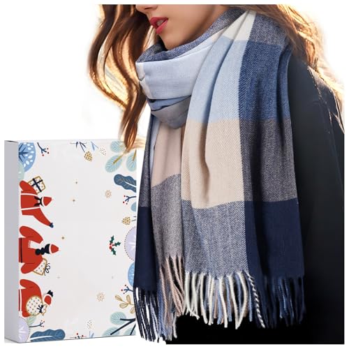 Ladies Scarf Christmas Gifts for Women: Secret Santa Xmas Gifts for Women Cashmere Tartan Scarf Gifts Women Mum